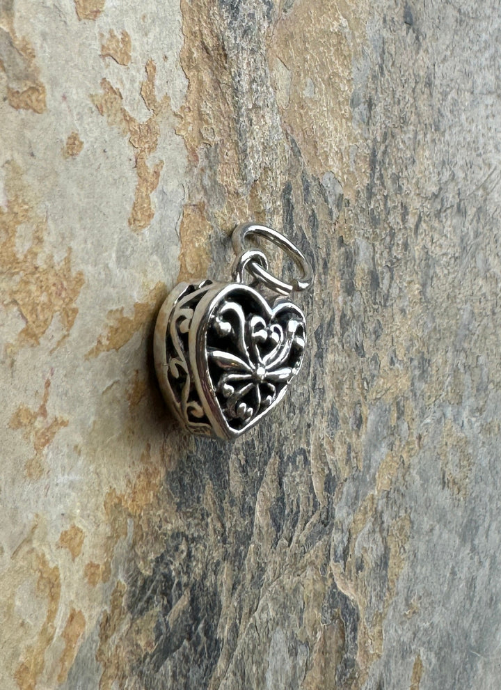 Sterling Silver Small Heart Shaped Charm 11x14mm - Jewelry