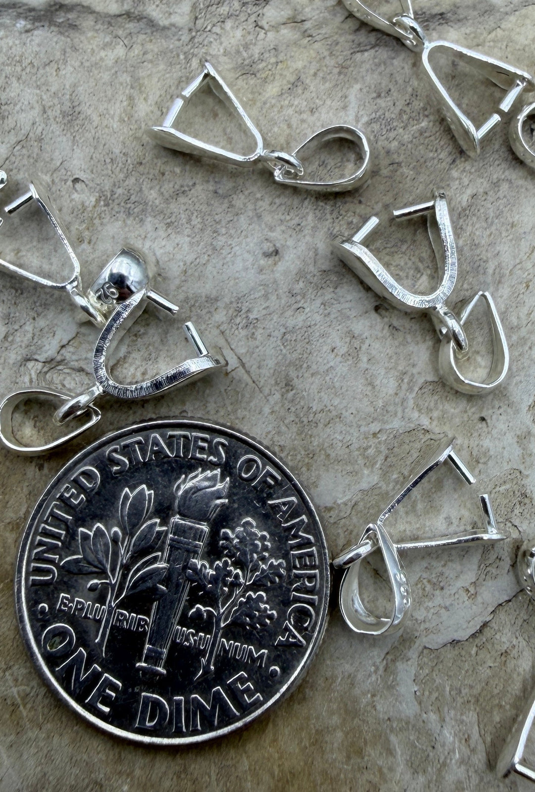 Sterling Silver Small Two Piece Pinch Bail 12mm total