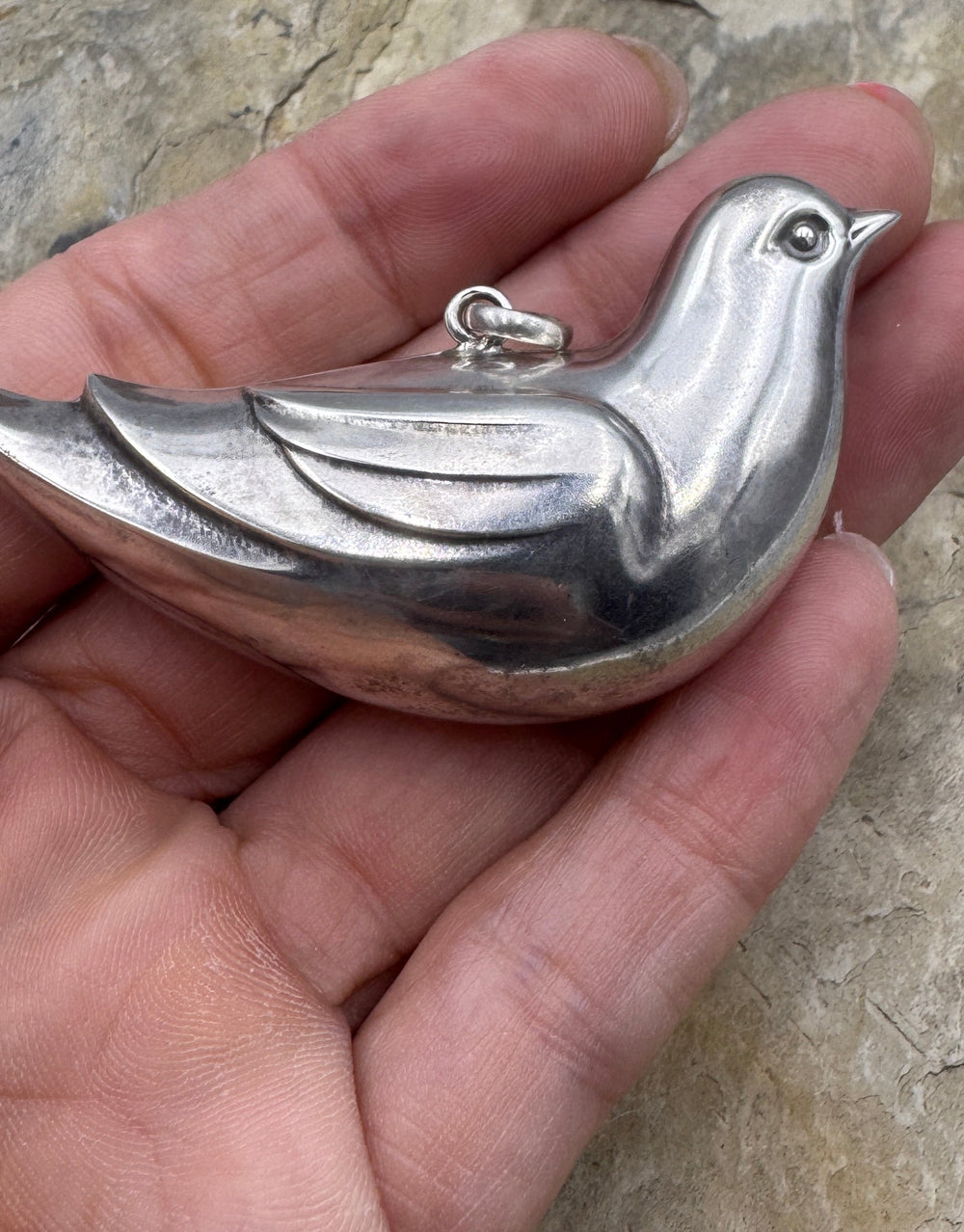 Sterling Silver Starfish BIG Bird Pendant 37x64x19mm