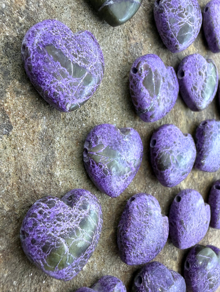 Stichite/Atlantisite (Australia) Heart Shaped Focal Beads