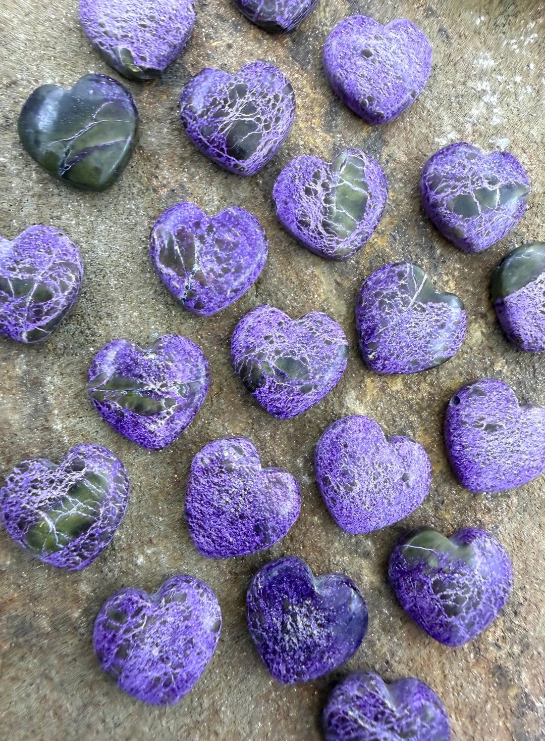 Stichite/Atlantisite (Australia) Heart Shaped Focal Beads