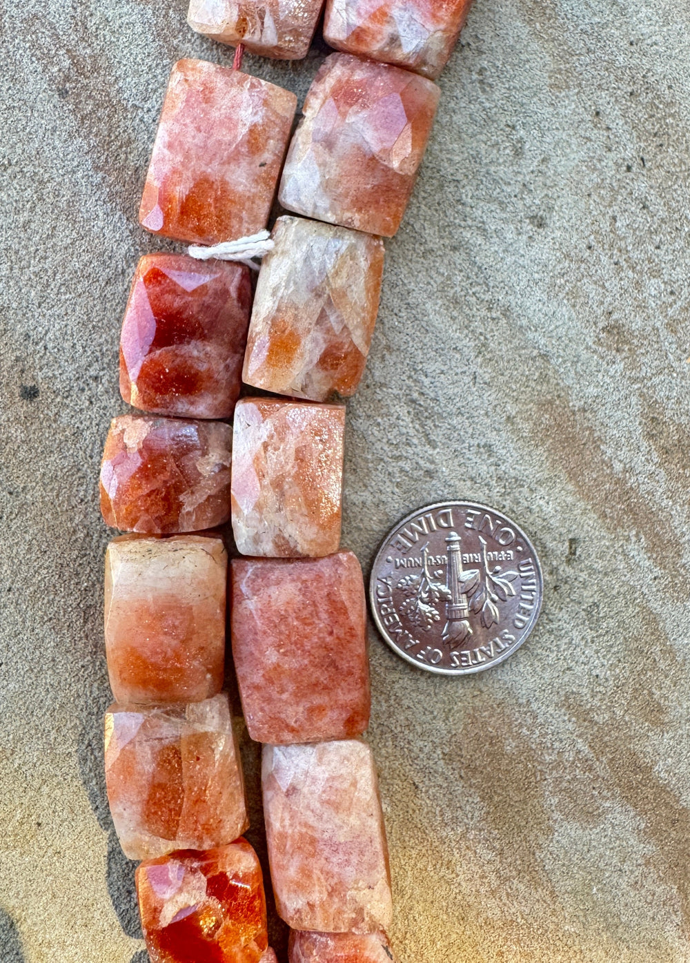 Sunstone 12x15mm Faceted Rectangle Shaped Bead Strands 16