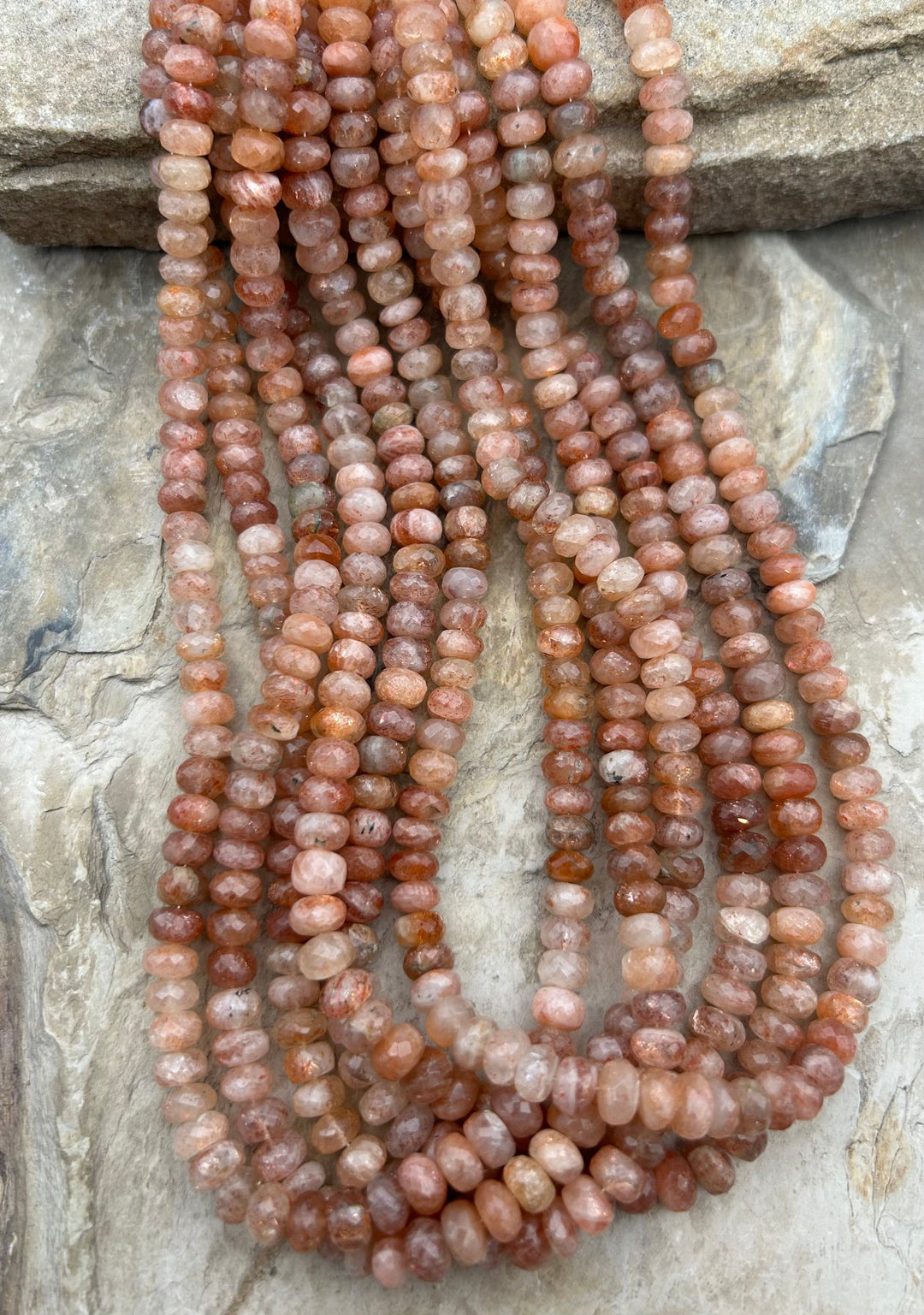 Sunstone Faceted Rondelle Beads 8mm 18 Inch Strand - Pink