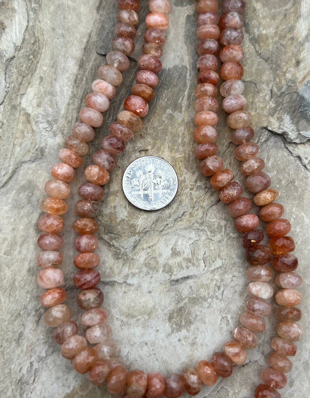 Sunstone Faceted Rondelle Beads 8mm 18 Inch Strand - Pink