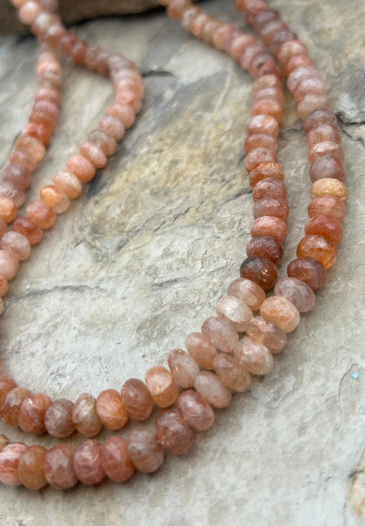 Sunstone Faceted Rondelle Beads 8mm 18 Inch Strand - Pink