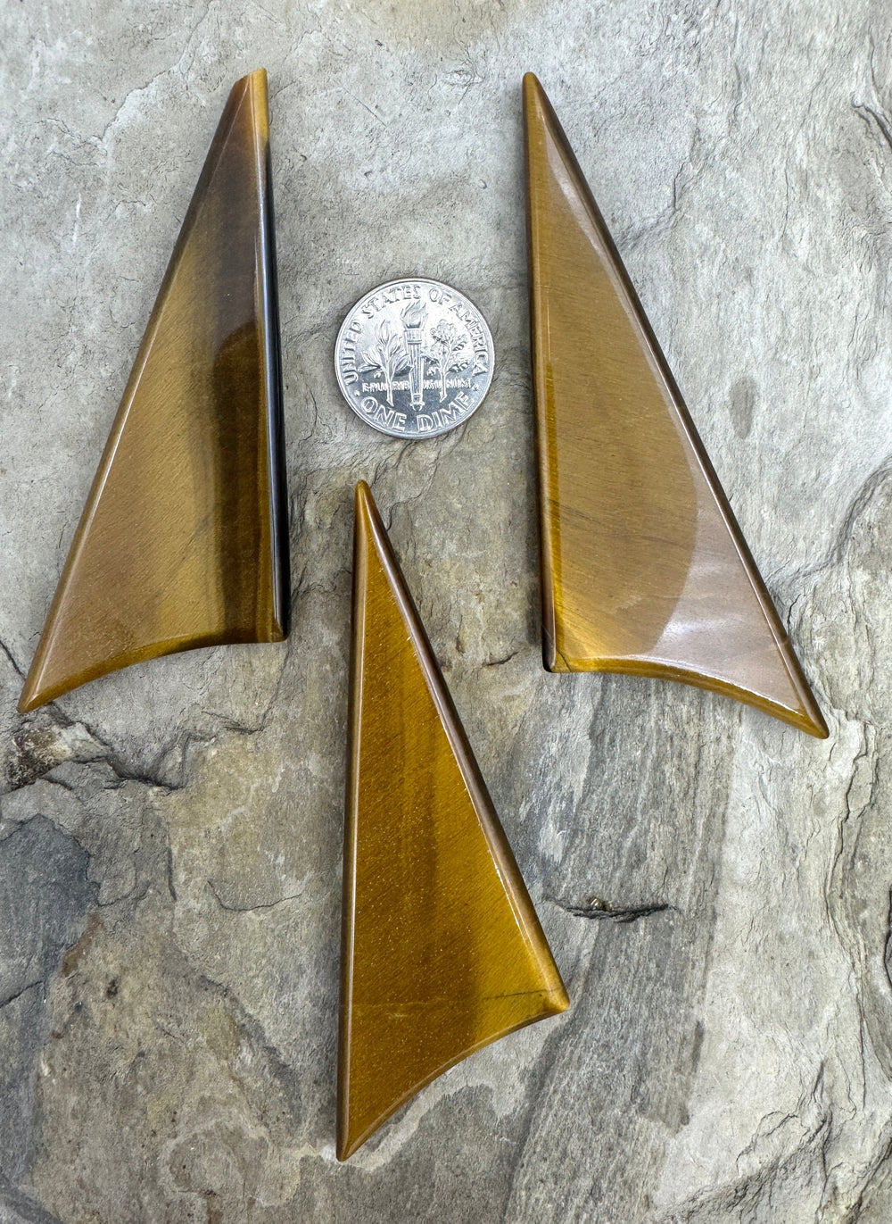 Tiger Eye Big Triangle Cabochon 25x79mm - Tiger Eye