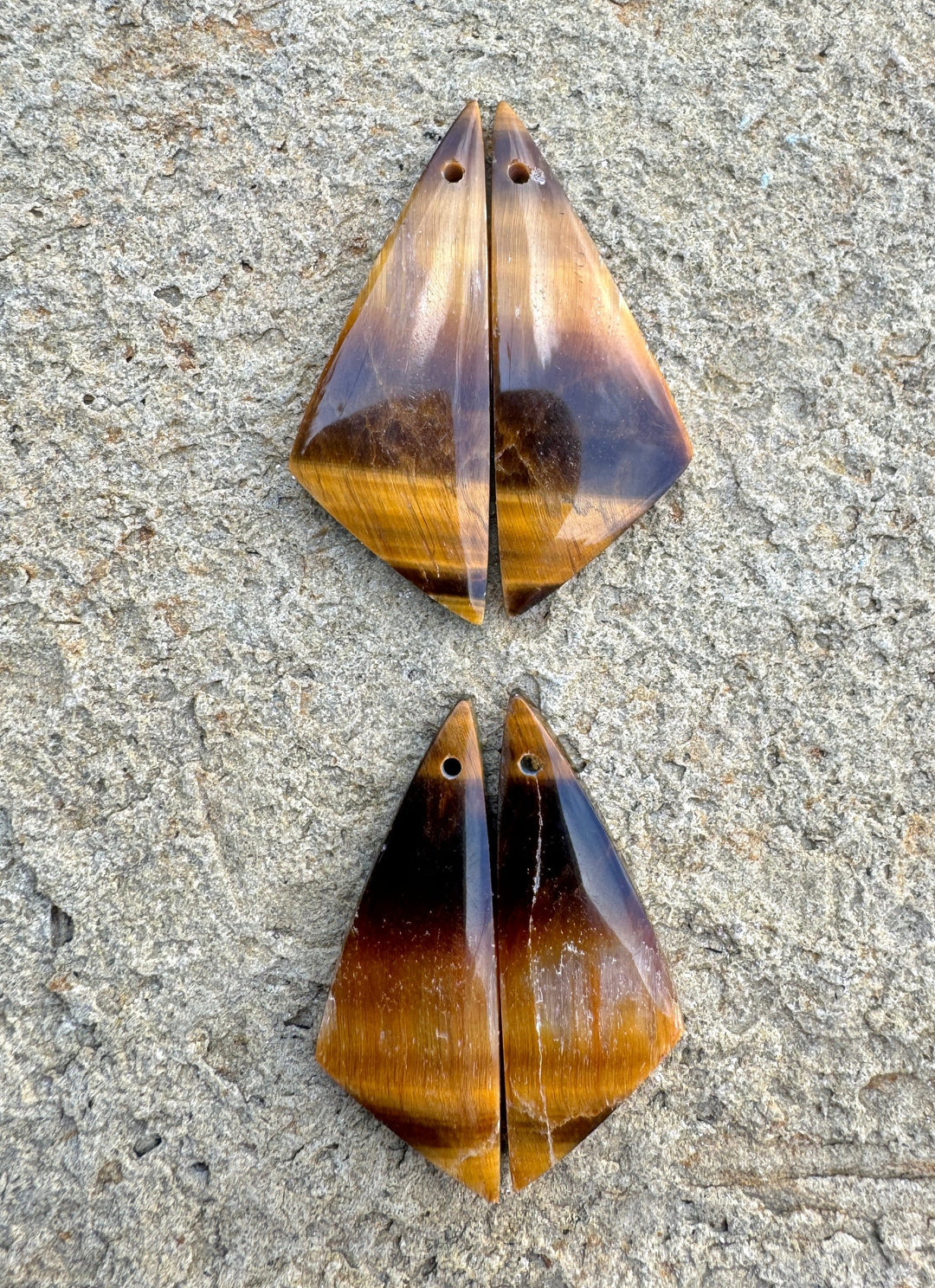 Tiger Eye Earring Slab Bead Pairs 14x35mm - Tiger Eye