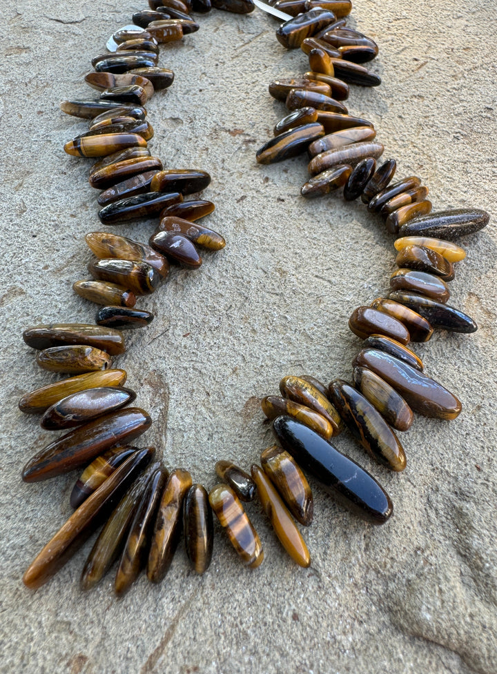 Tiger Eye Stick Beads 13-25mm 16 inch strand - Tiger Eye