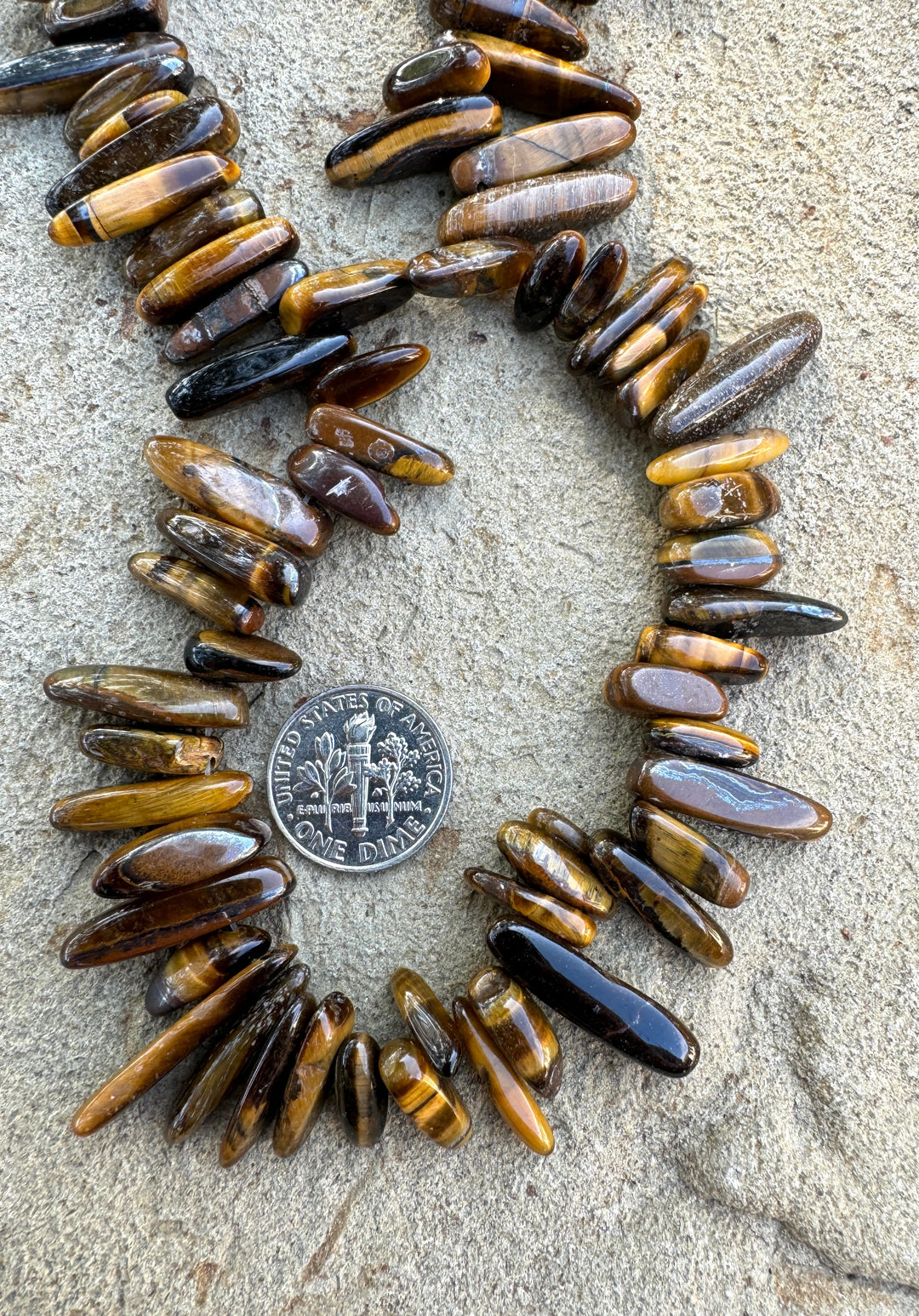 Tiger Eye Stick Beads 13-25mm 16 inch strand - Tiger Eye