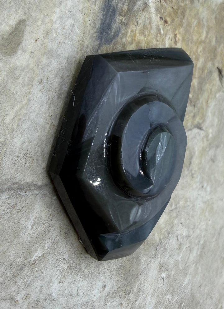 Top Quality Carved Obsidian Cabochon 33x44mm - Obsidian