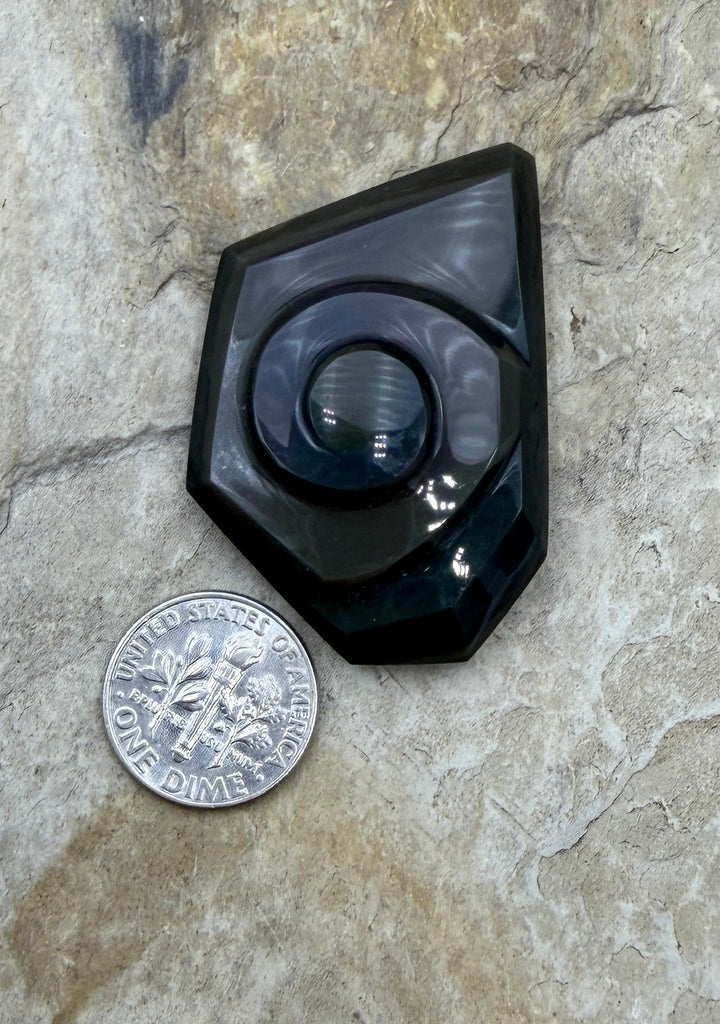 Top Quality Carved Obsidian Cabochon 33x44mm - Obsidian
