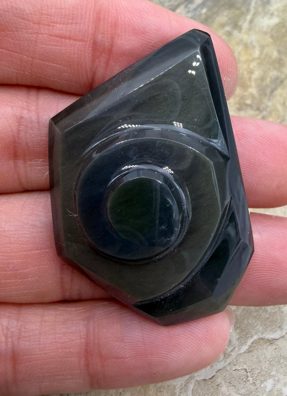 Top Quality Carved Obsidian Cabochon 33x44mm - Obsidian