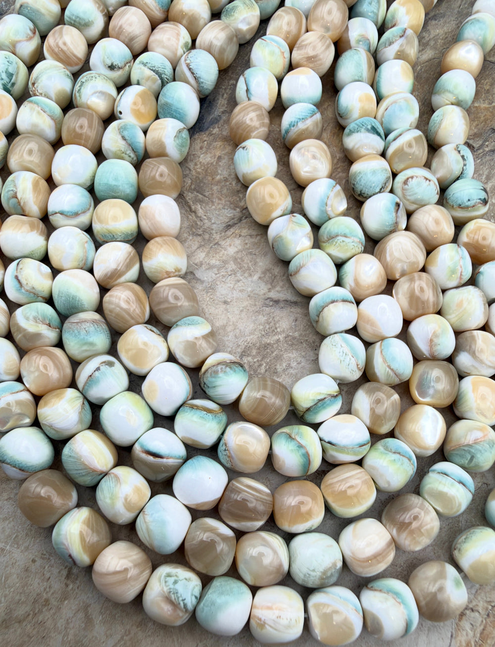 Turbo Marmoratus Shell 8mm Drum Shaped Beads ONE 15 Inch