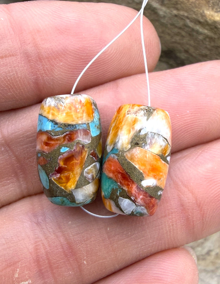 Turquoise and Orange Spiny Oyster with Bronze Composite