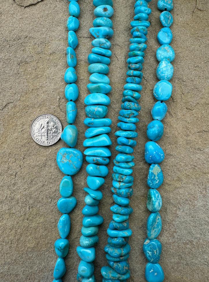 Turquoise Mountain (Arizona) various Nugget Bead Strands