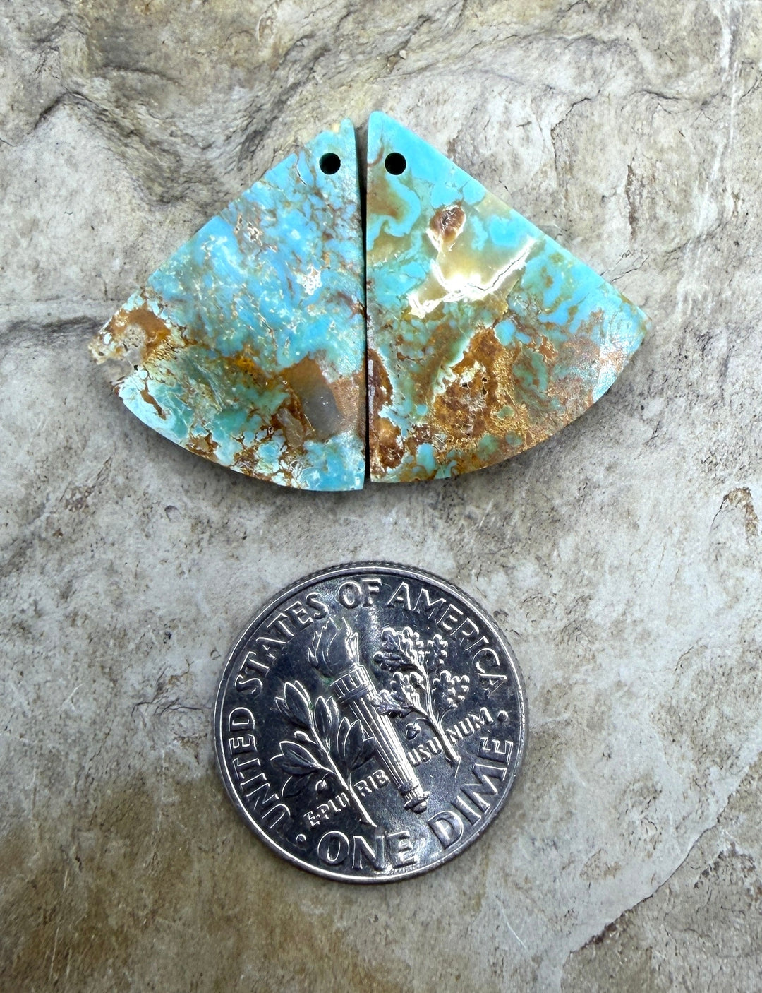 Tyrone Turquoise (New Mexico) Matching Earring Slab Bead