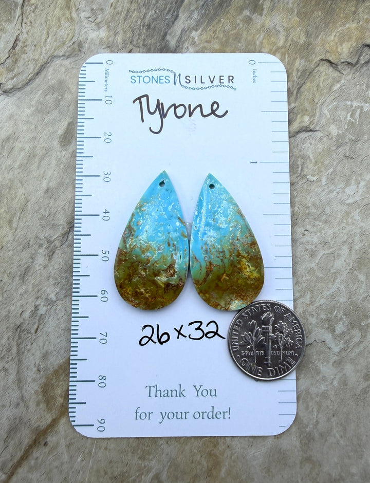 Tyrone Turquoise (New Mexico) Matching Earring Slab Bead