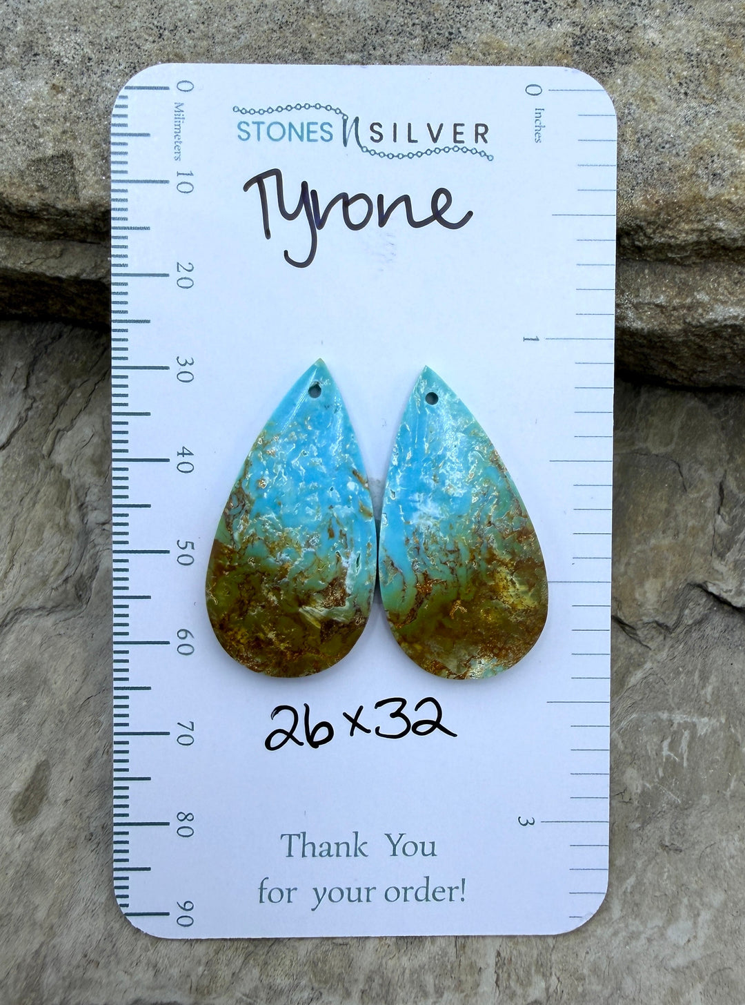 Tyrone Turquoise (New Mexico) Matching Earring Slab Bead