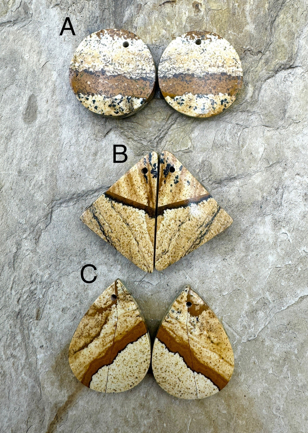 Utah Picture Jasper Matching Earring Slab Beads Select