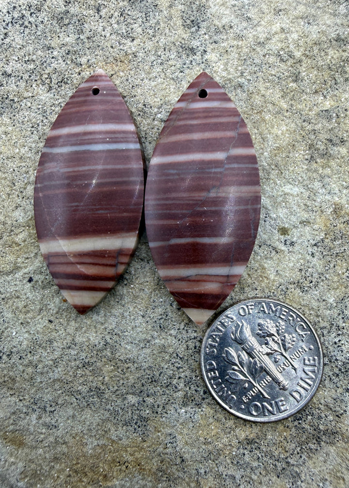 Utah Wonderstone BIG Matching Earring Slab Bead Pair