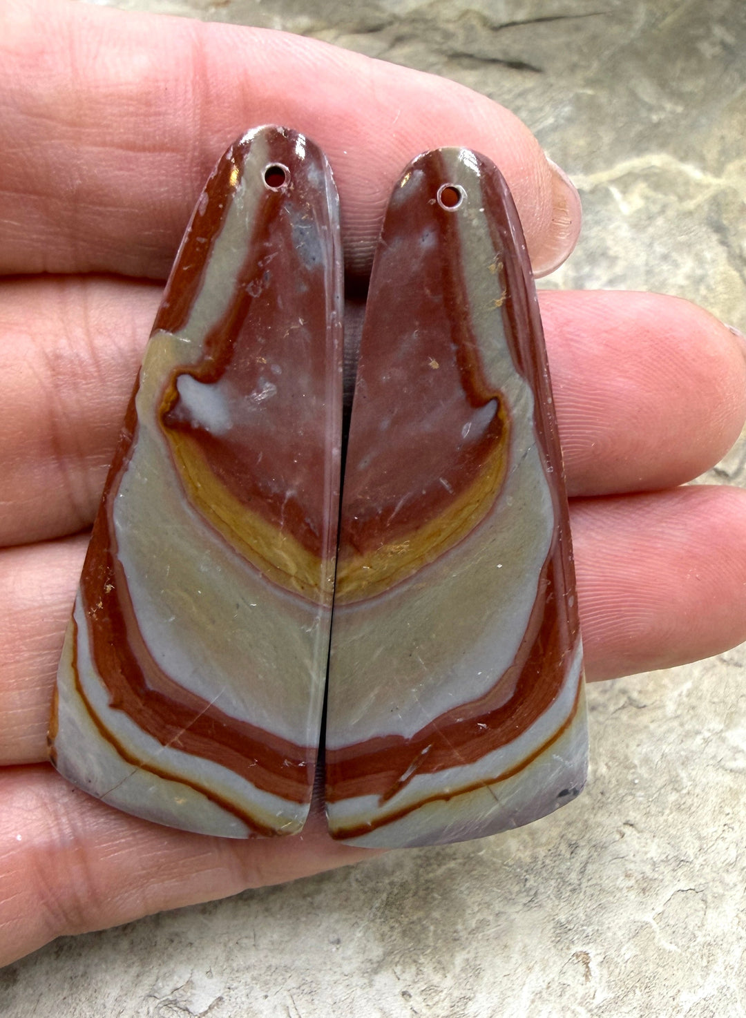 Utah Wonderstone BIG Matching Earring Slab Bead Pair