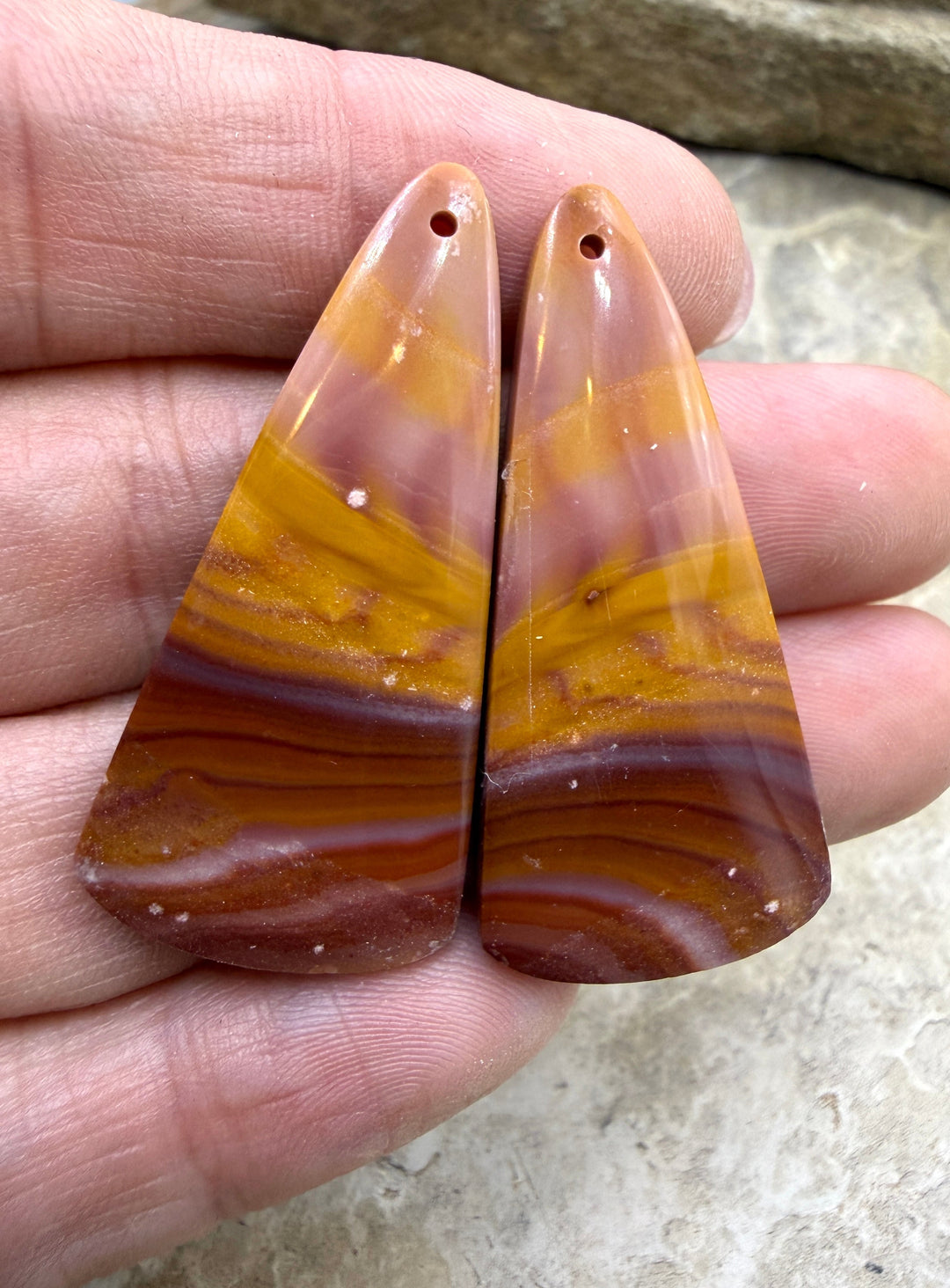Utah Wonderstone BIG Matching Earring Slab Bead Pair