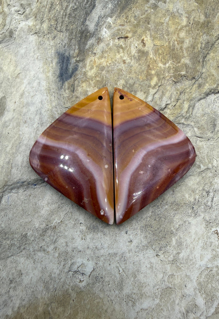 Utah Wonderstone Huge Matching Earring Slab Bead Pair