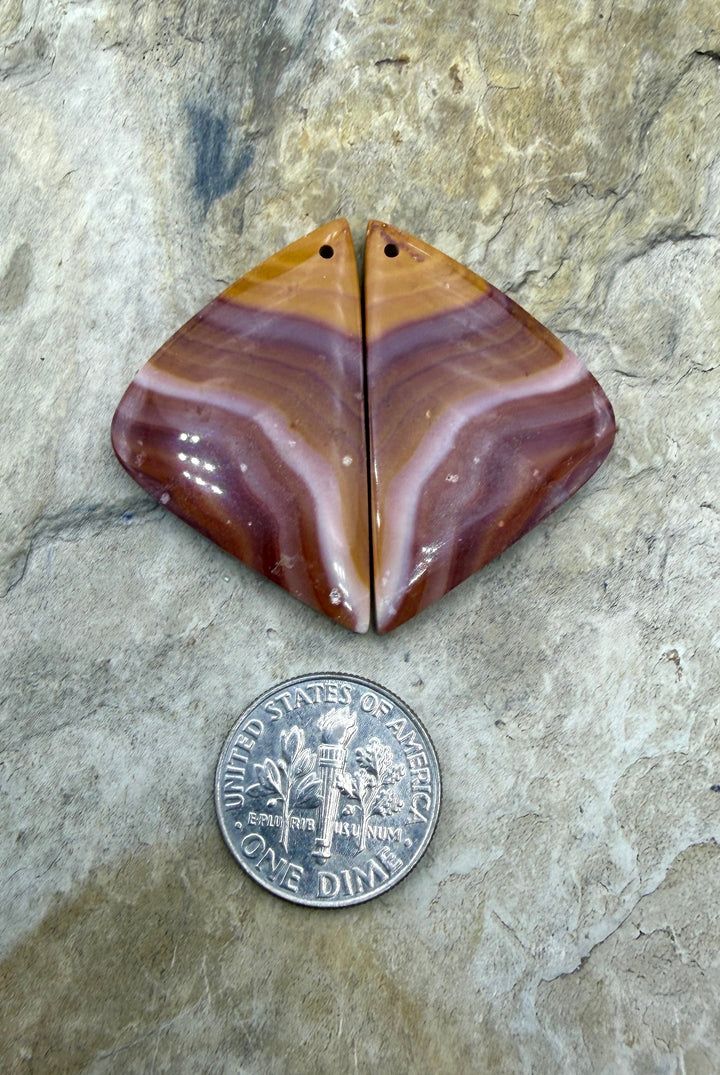 Utah Wonderstone Huge Matching Earring Slab Bead Pair