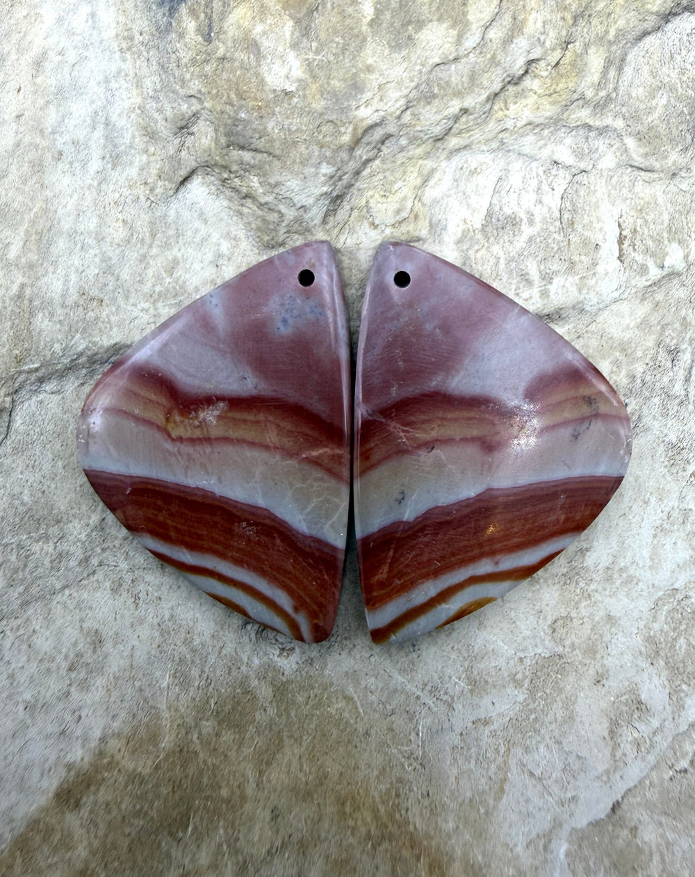 Utah Wonderstone Matching Earring Slab Bead Pair 20x30mm