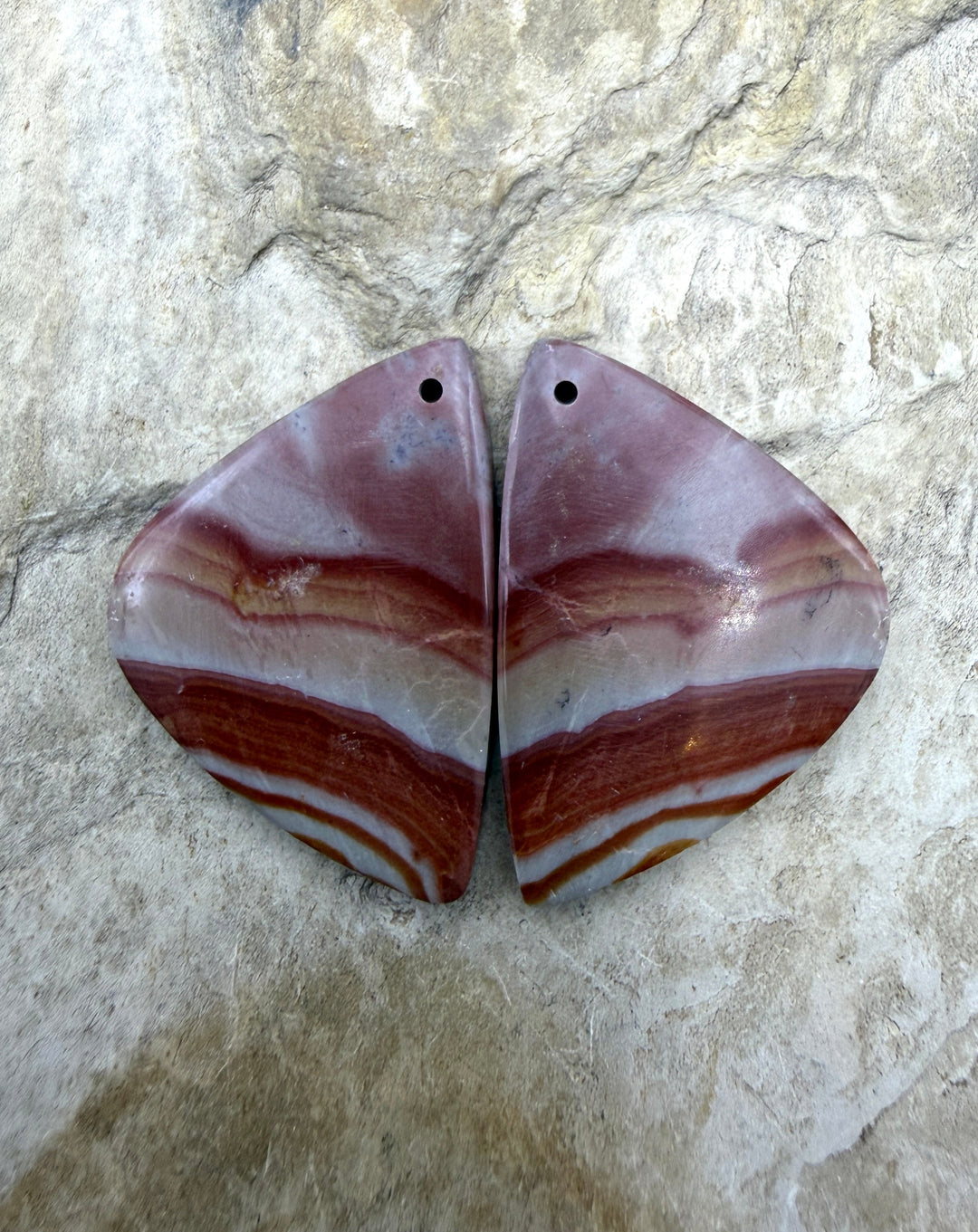 Utah Wonderstone Matching Earring Slab Bead Pair 20x30mm