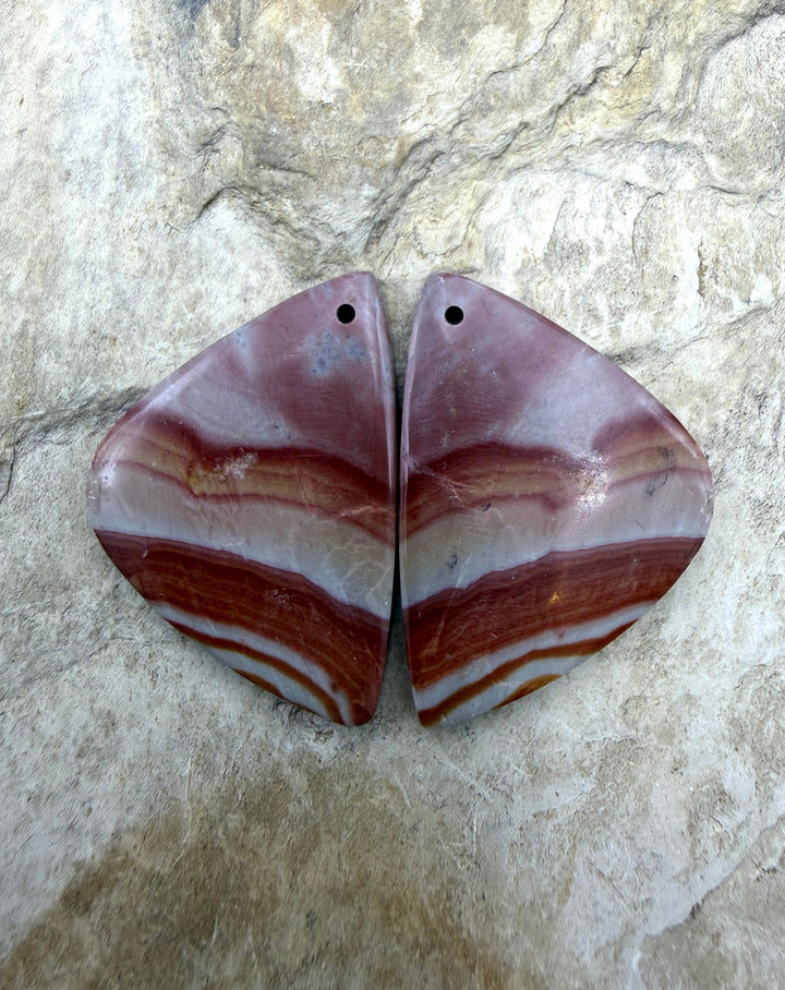 Utah Wonderstone Matching Earring Slab Bead Pair 20x30mm
