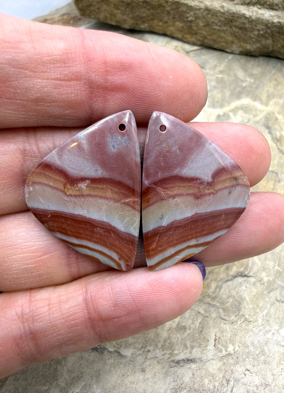 Utah Wonderstone Matching Earring Slab Bead Pair 20x30mm