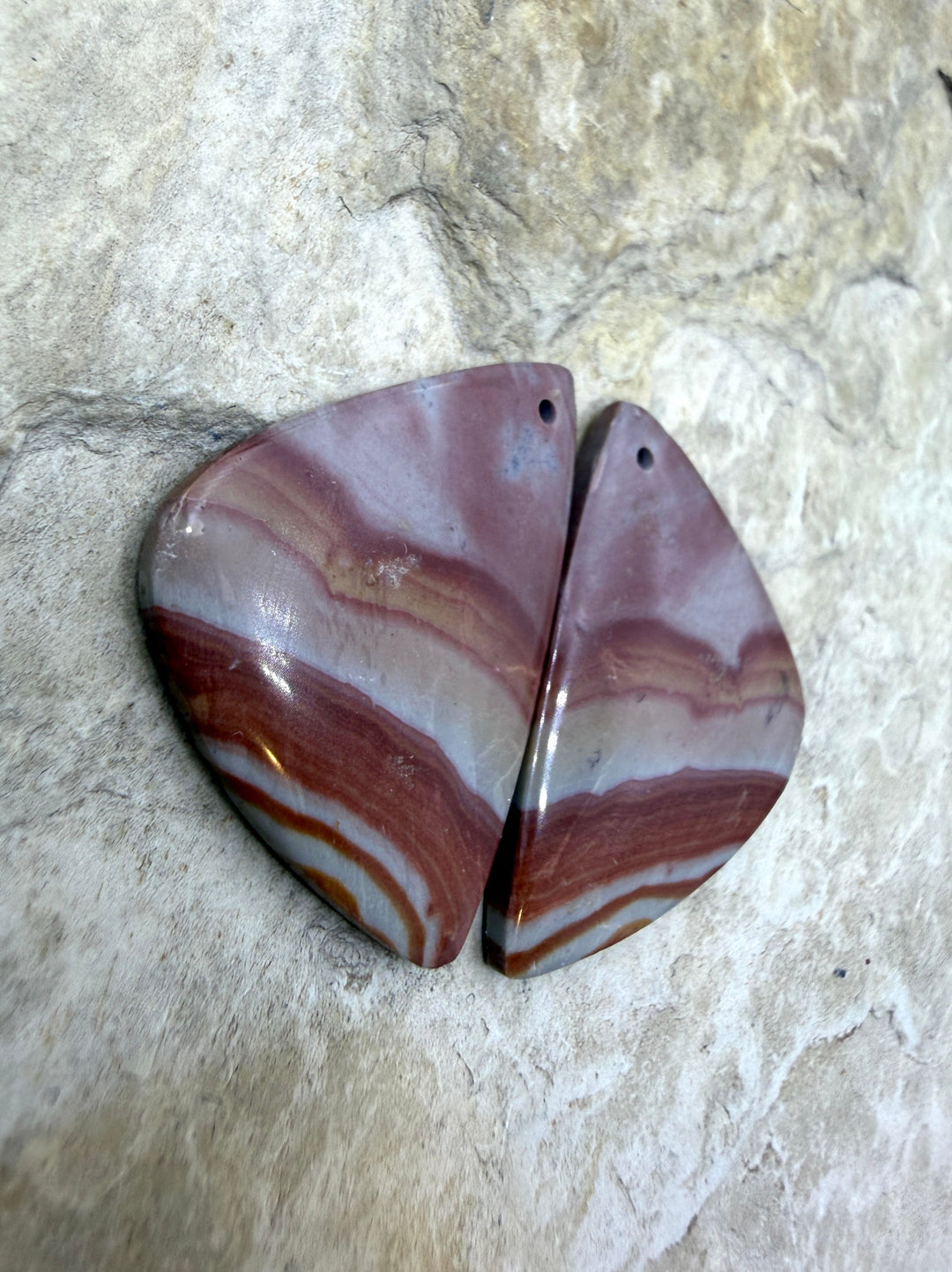 Utah Wonderstone Matching Earring Slab Bead Pair 20x30mm