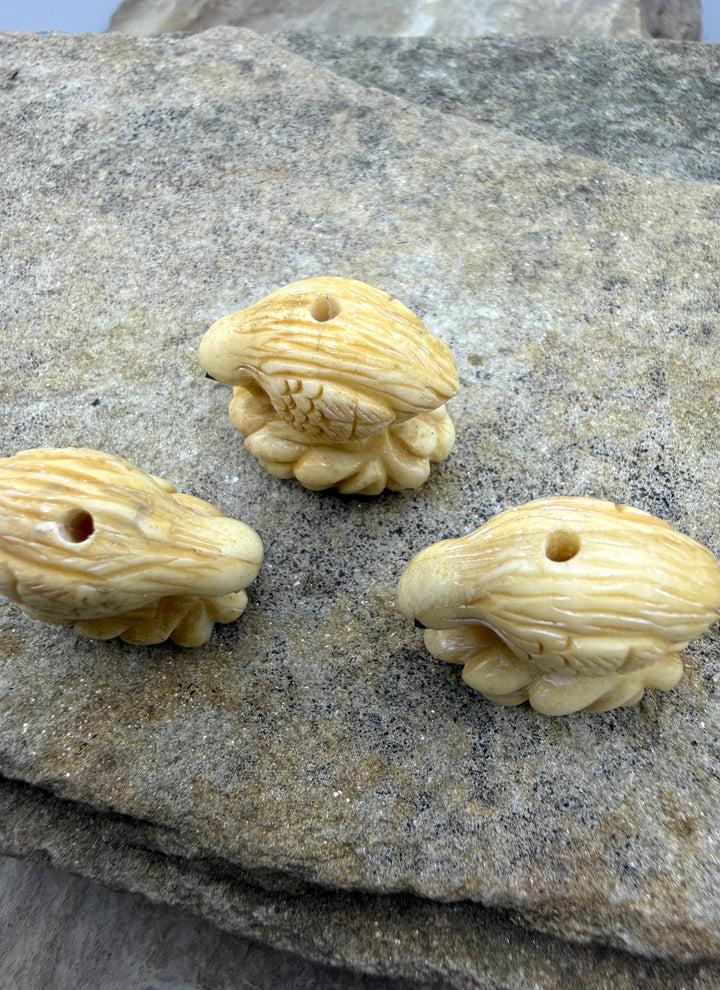 Vintage Hand Carved Ivory Kiwi Bird Bead 22x12x22mm