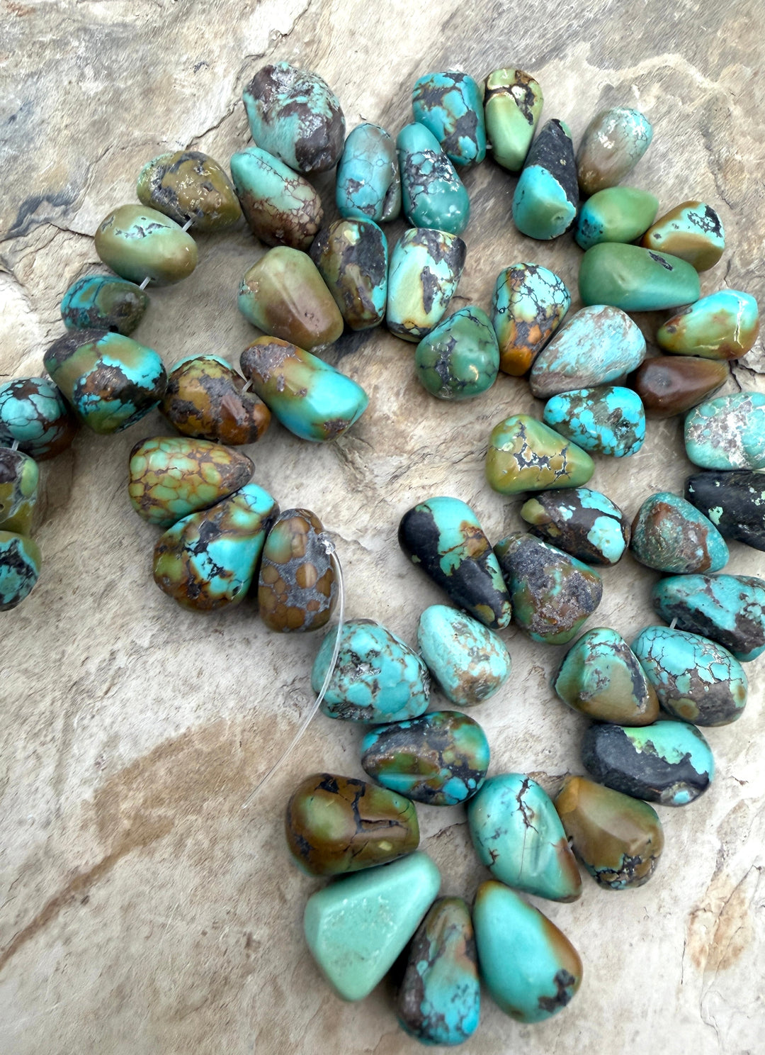 Vintage Hubei Turquoise Chunky Teardrop Nugget Beads