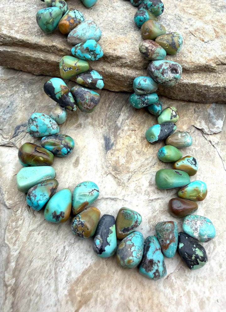 Vintage Hubei Turquoise Chunky Teardrop Nugget Beads