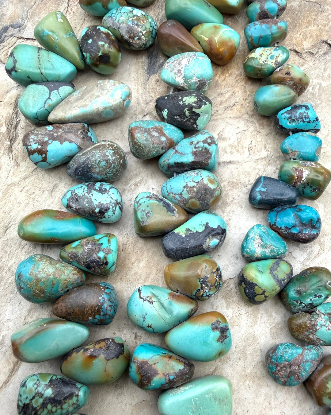 Vintage Hubei Turquoise Chunky Teardrop Nugget Beads