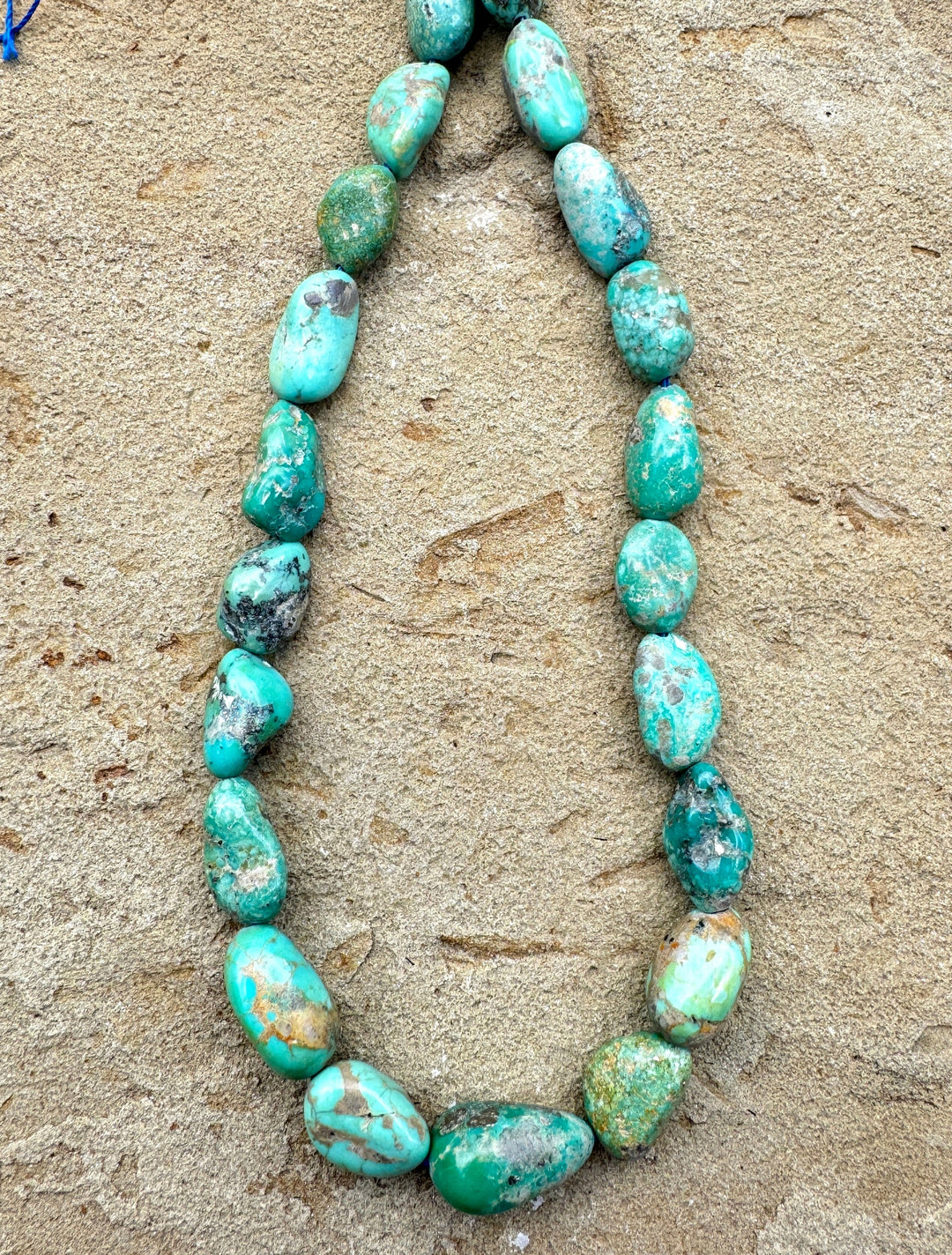 Vintage Kingman Turquoise (AZ) with Pyrite Graduated Nugget Bead Strand, 16 inch Strand