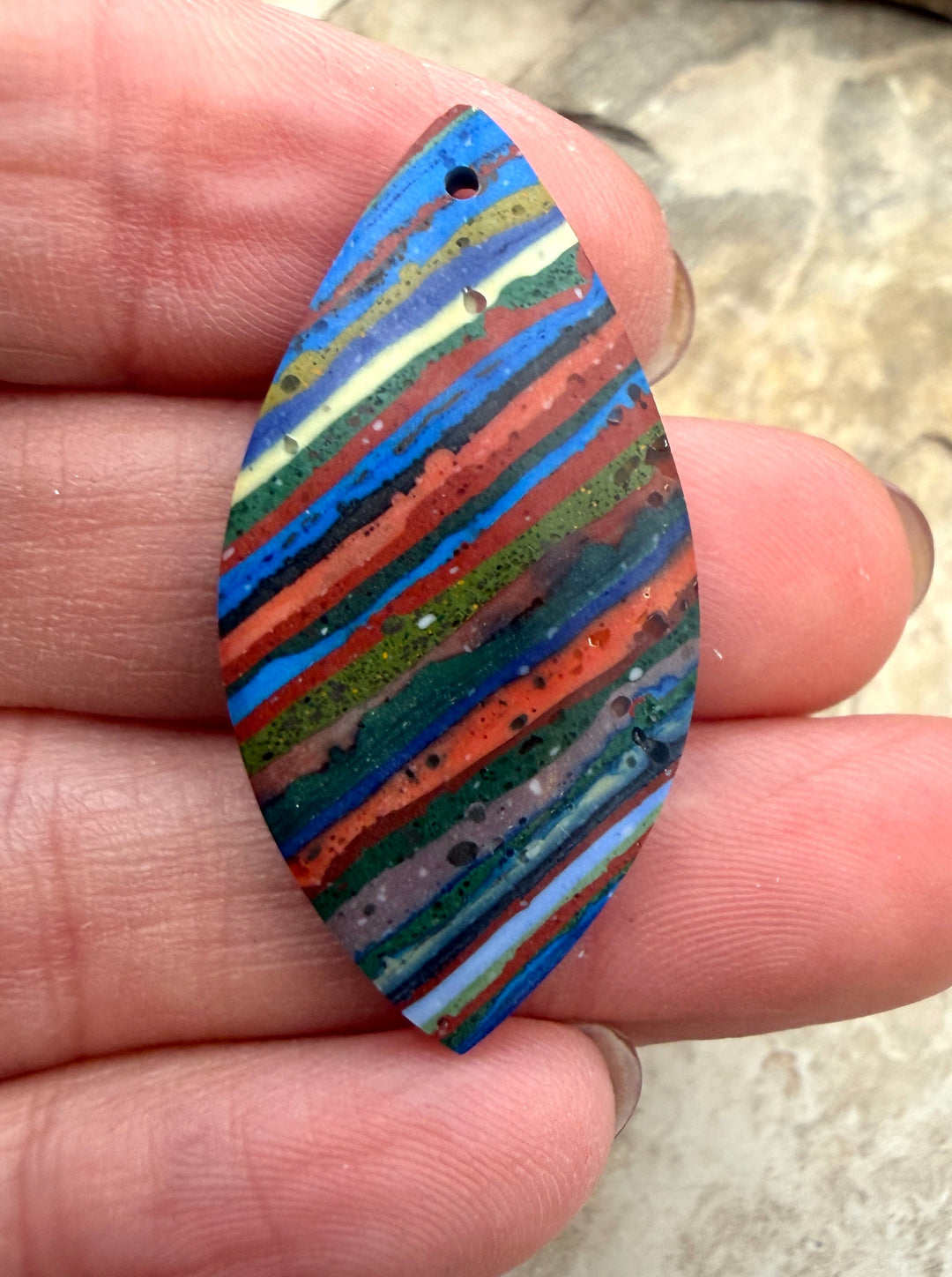 VINTAGE Rainbow Calsilica Earring Focal Pendant Bead