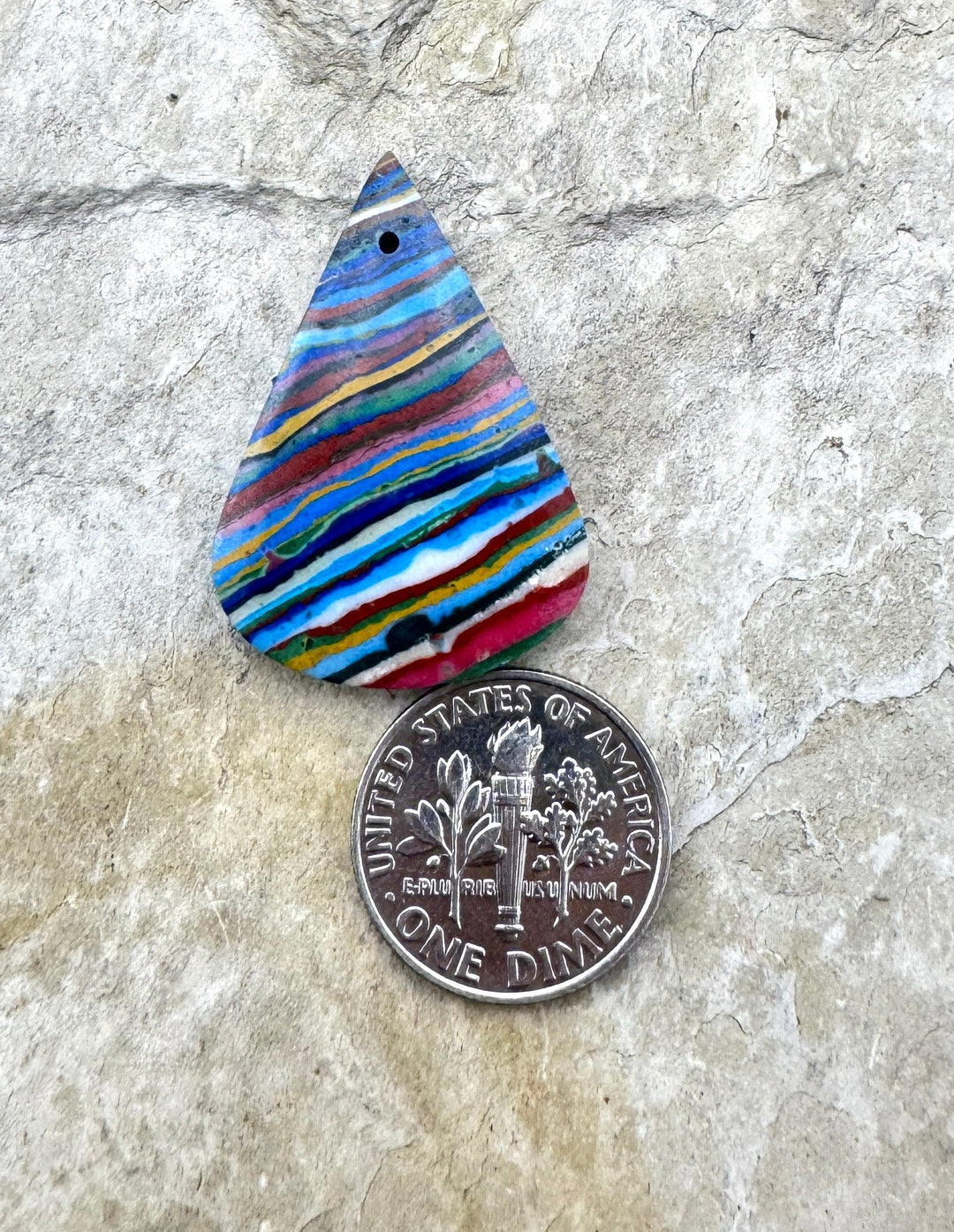 Vintage Rainbow Calsillica (Mexico) Focal Pendant Bead