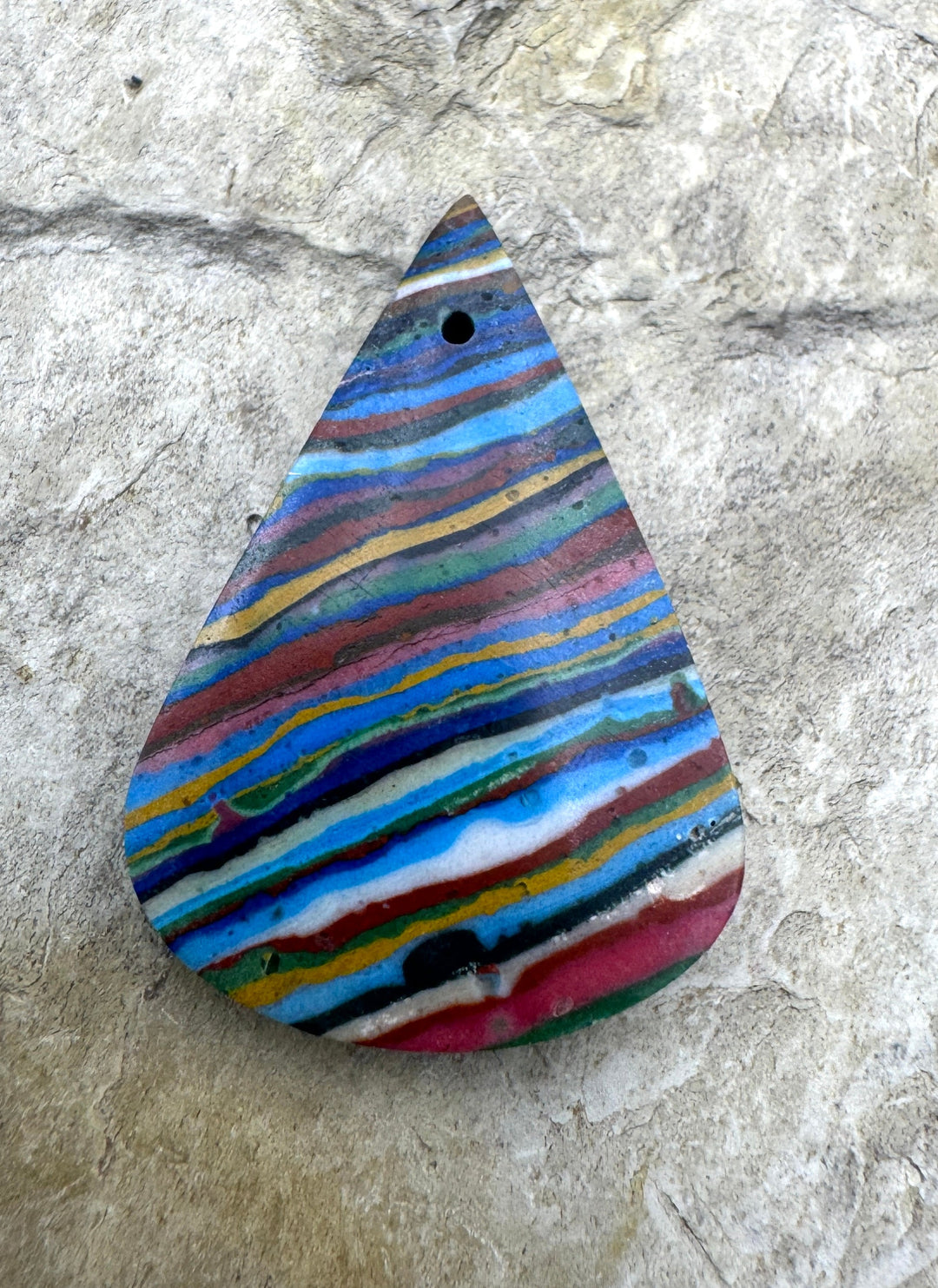 Vintage Rainbow Calsillica (Mexico) Focal Pendant Bead