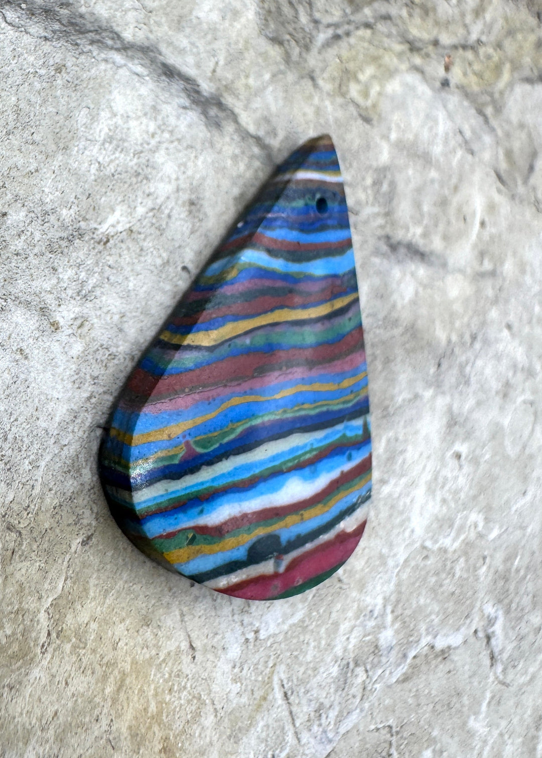 Vintage Rainbow Calsillica (Mexico) Focal Pendant Bead