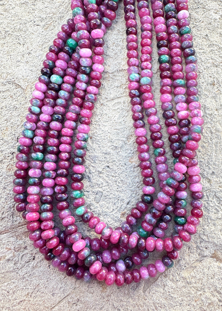 Watermelon Agate (Color Enhanced) 6x4mm Rondelle Beads 15.5