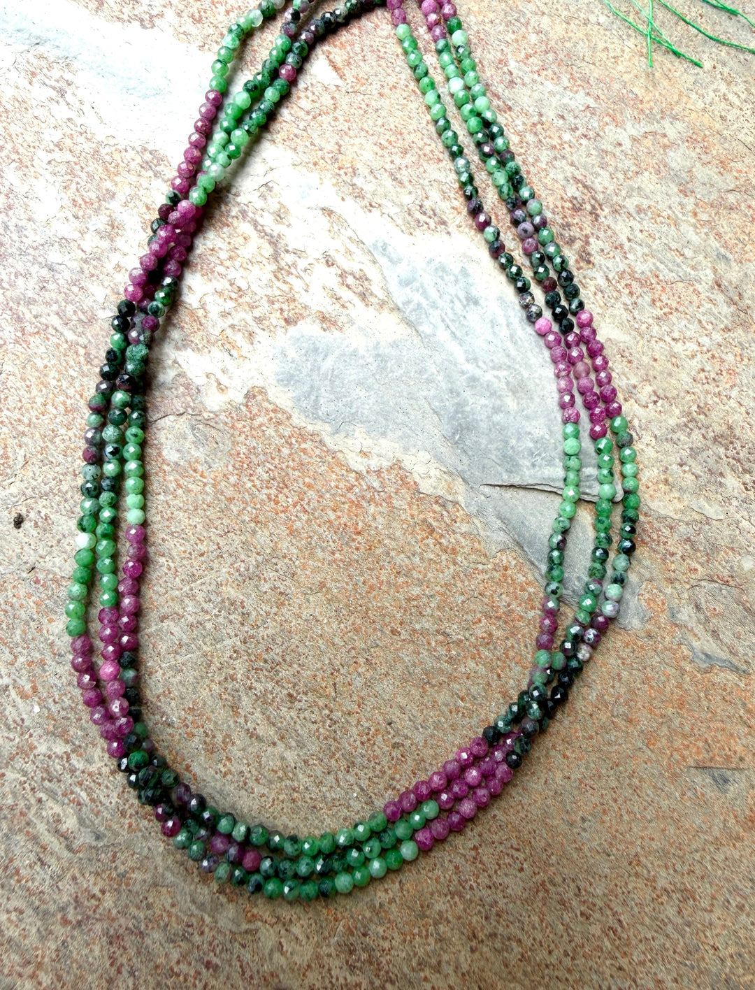 Watermelon Tourmaline Micro Faceted 3mm Round Beads 16 Inch