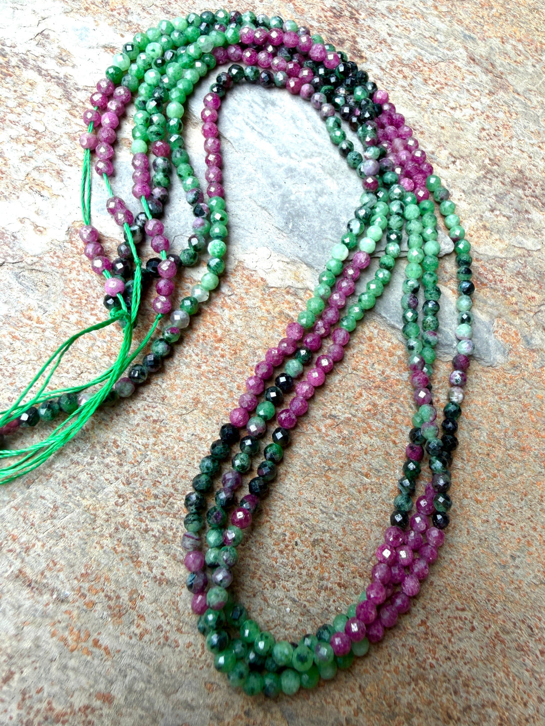 Watermelon Tourmaline Micro Faceted 3mm Round Beads 16 Inch