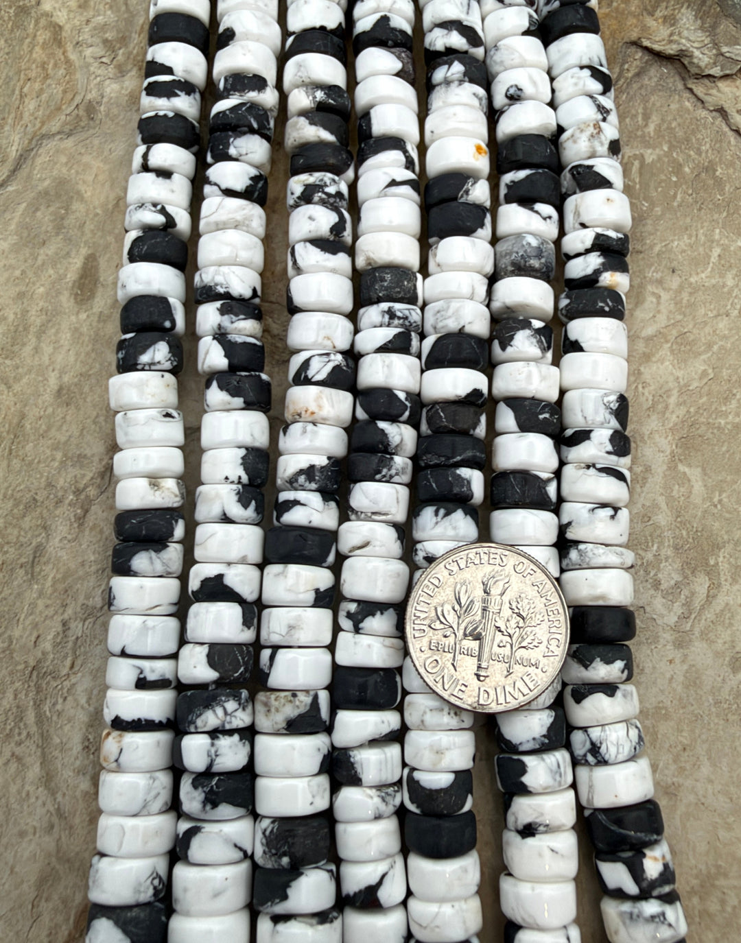 White Buffalo Kingman Composite 8mm Heishi Beads 8 Inch
