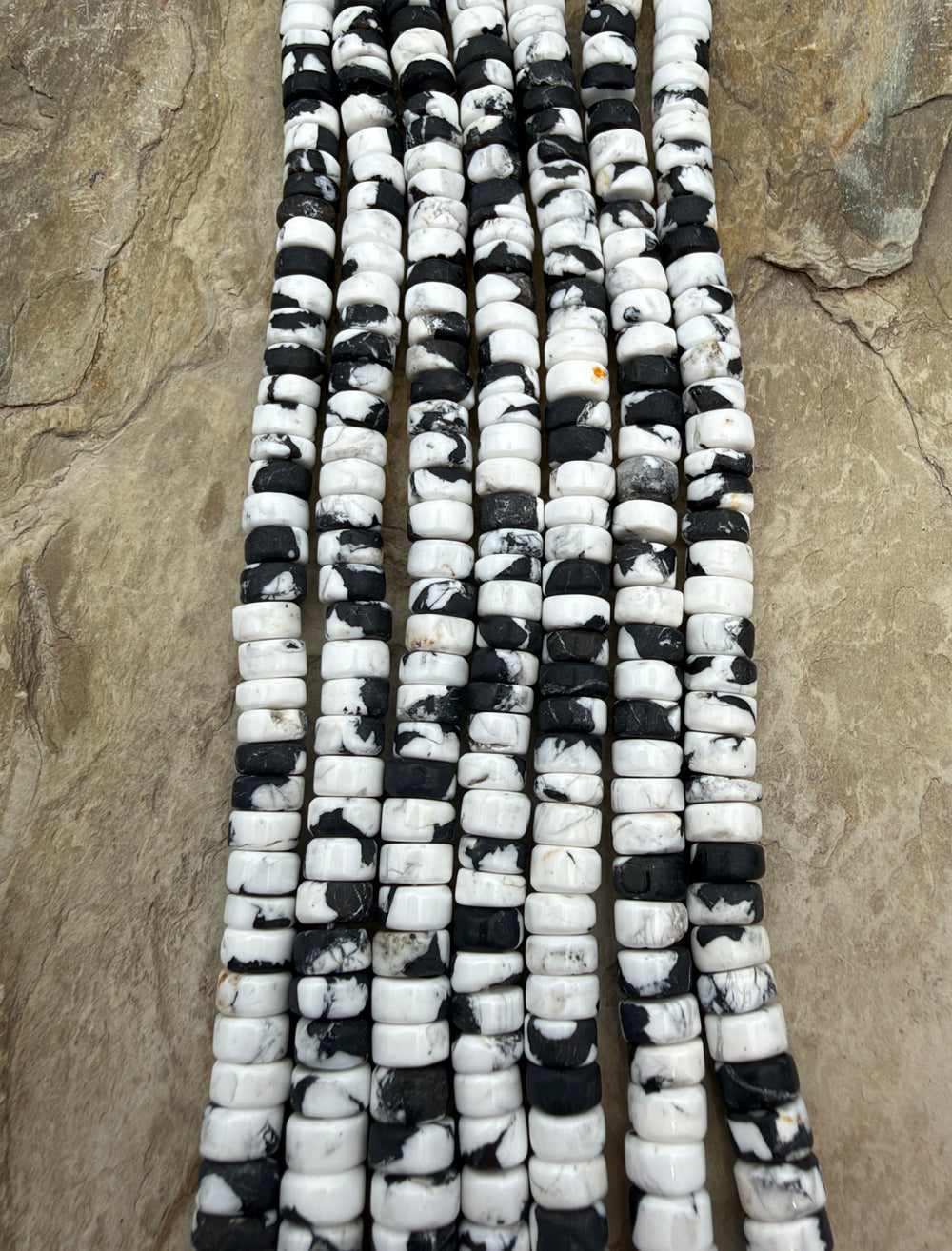White Buffalo Kingman Composite 8mm Heishi Beads 8 Inch