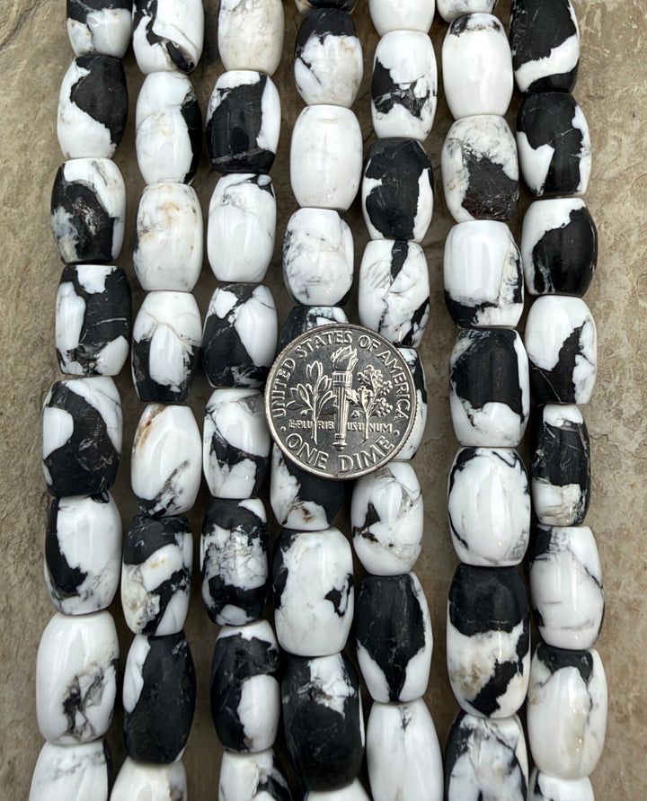 White Buffalo Kingman Composite 8x12mm Barrel Beads 8 Inch