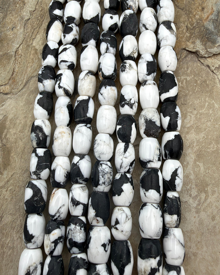 White Buffalo Kingman Composite 8x12mm Barrel Beads 8 Inch