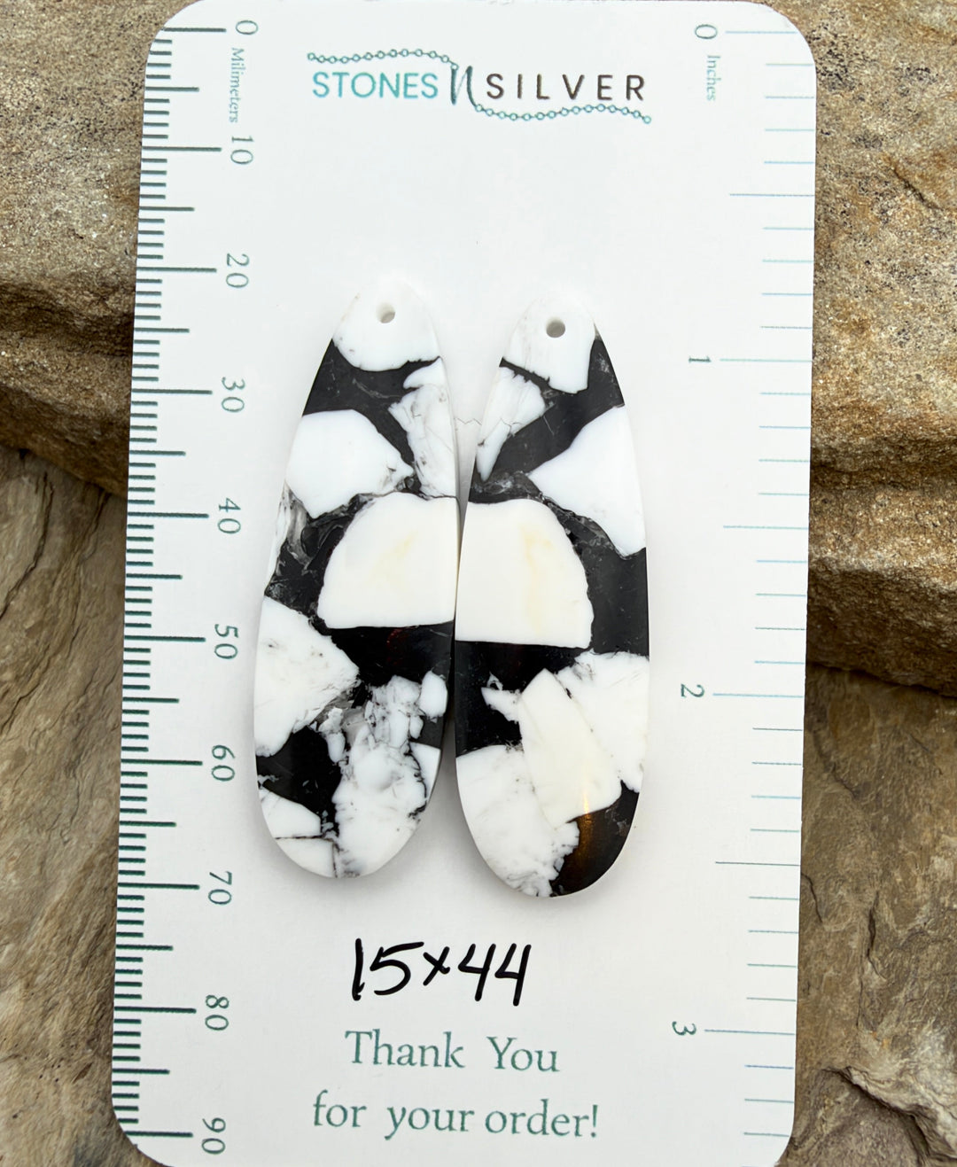 White Buffalo Kingman Composite BIG Earring Slab Bead Pair